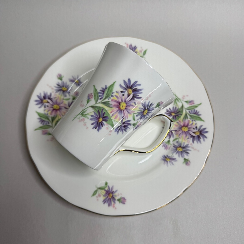 Duchess Fine Bone China Mug & Salad Plate Floral Gold Trim Made in England